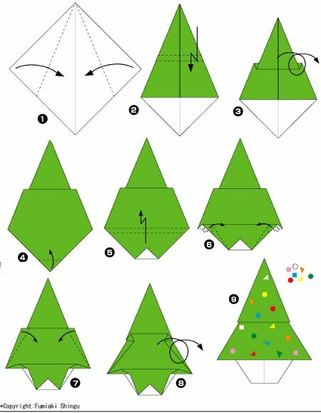 Árbol navideño origami súper sencillo2