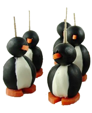 Aperitivo Navideño para niños: Pingüinos de aceitunas