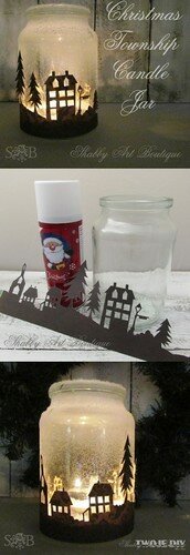 portavela de navidad con frasco de cristal