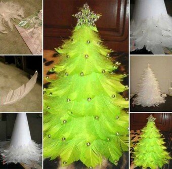 Como decorar arbol navideño con plumas